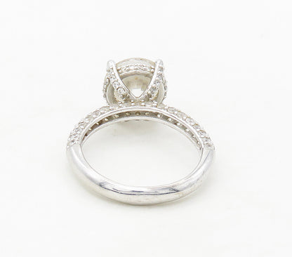 925 Sterling Silver  Shiny Cubic Zirconia Solitaire Accent Ring Sz 6  RG16815
