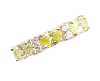 925 Sterling Silver Vintage Ring Citrine & CZ Inlay Band  Sz 9.25  RG31229