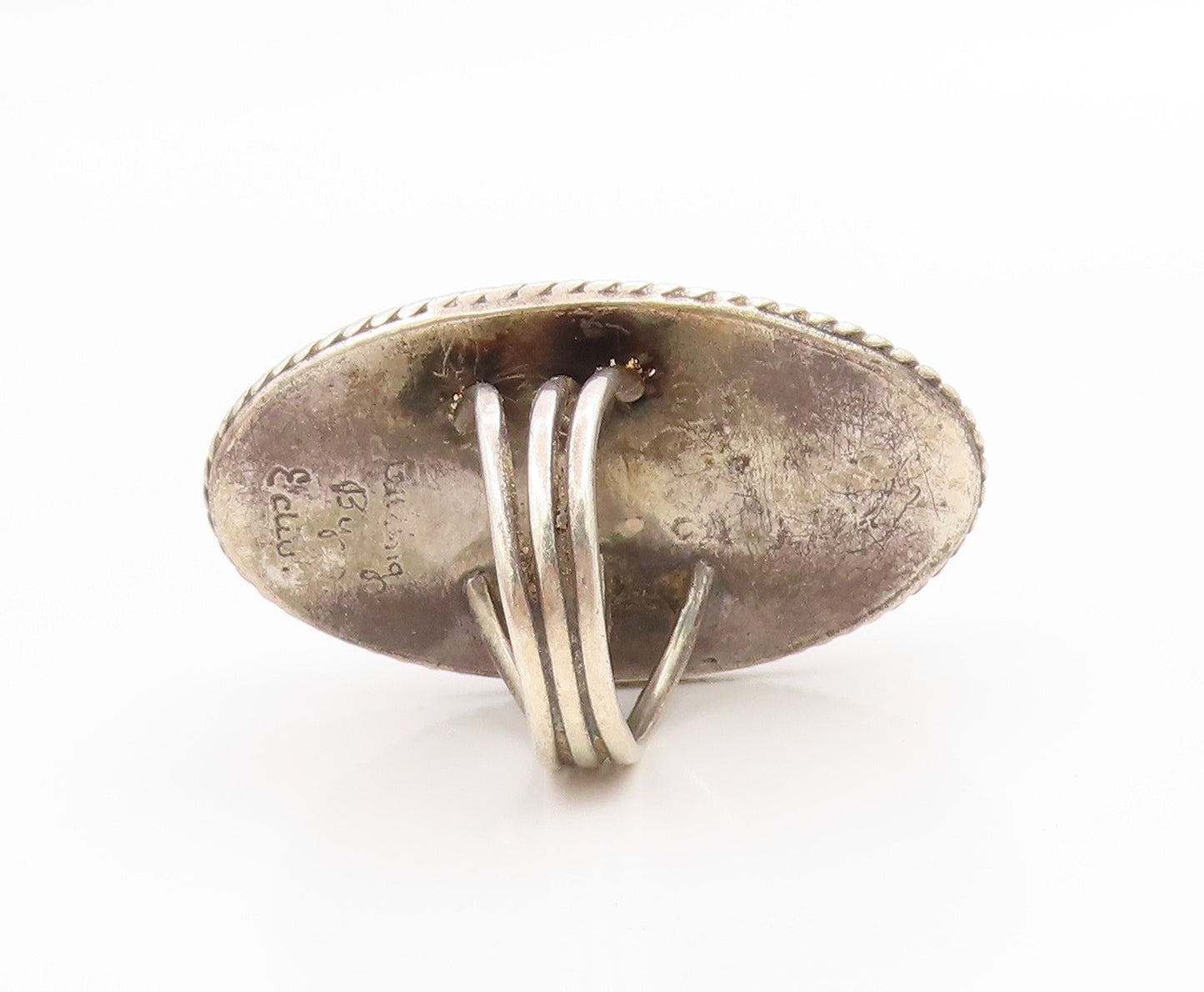 925 Sterling Silver Vintage Ring ZUNI Cabochon Gemstone Band  Sz 9.5  RG36073