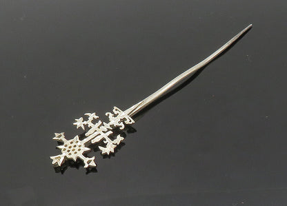 925 Sterling Silver  Vintage Shiny Diamond Cut Detail Lapel Pin  TR2744