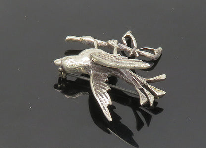 925 Sterling Silver  Vintage Antique Dove with Olive Branch Brooch Pin  BP8351