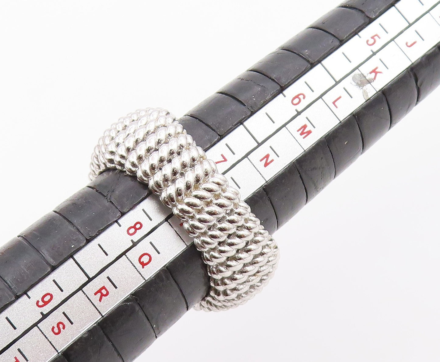 925 Sterling Silver Vintage Ring Round CZ Twisted Cable Band  Sz 7.5  RG36512