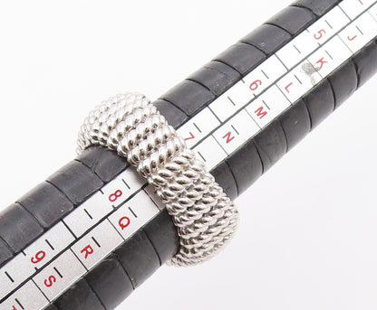 925 Sterling Silver Vintage Ring Round CZ Twisted Cable Band  Sz 7.5  RG36512