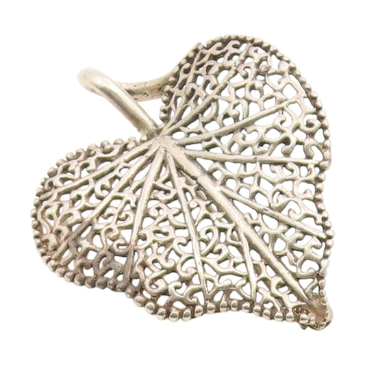 925 Sterling Silver Vintage Brooch Pin Elegant Intricate Openwork Leaf  BP12371