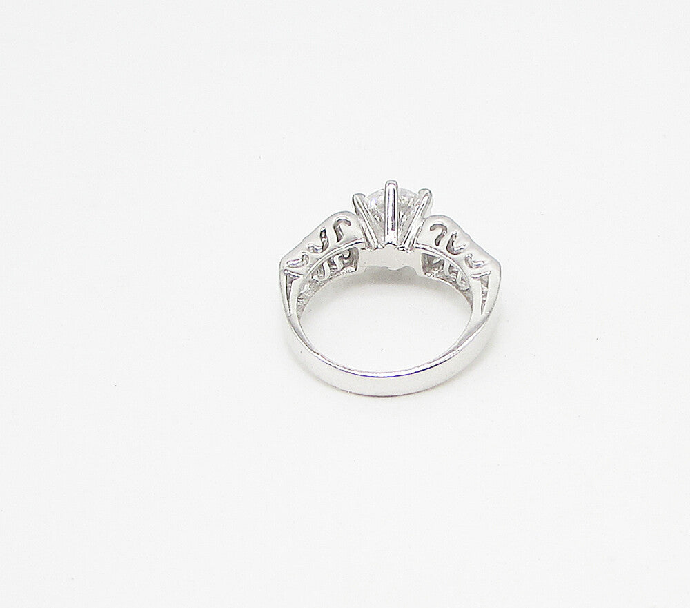 925 Sterling Silver  White Cubic Zirconia Filigree Band Ring Sz 7  RG3414