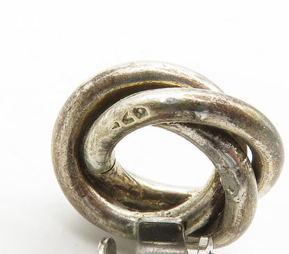 925 Sterling Silver  Vintage Shiny Circle Knot Non Pierce Earrings  EG8192