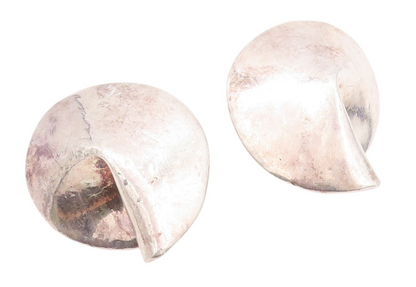 925 Sterling Silver Vintage Earrings Modernist Brutalist Fold Design  EG13607
