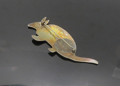 MEXICO 925 Sterling Silver  Vintage Dark Tone Armadillo Brooch Pin  BP7794