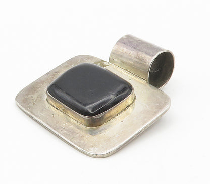 MEXICO 925 Sterling Silver  Vintage Black Onyx Square Slide Pendant  PT12068