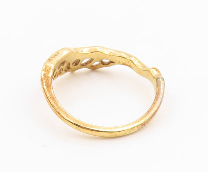 925 Sterling Silver Vintage Ring Gold Plated Openwork Multi Band Sz 9.5 RG36228