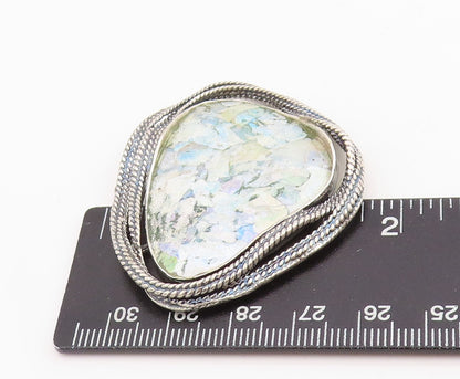 925 Sterling Silver Vintage Pendant OR PAZ ISRAEL Modernist Roman Glass  PT25205