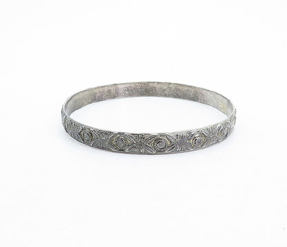 TAXCO 925 Sterling Silver Vintage Oxidized Etched Bangle Bracelet BT1454