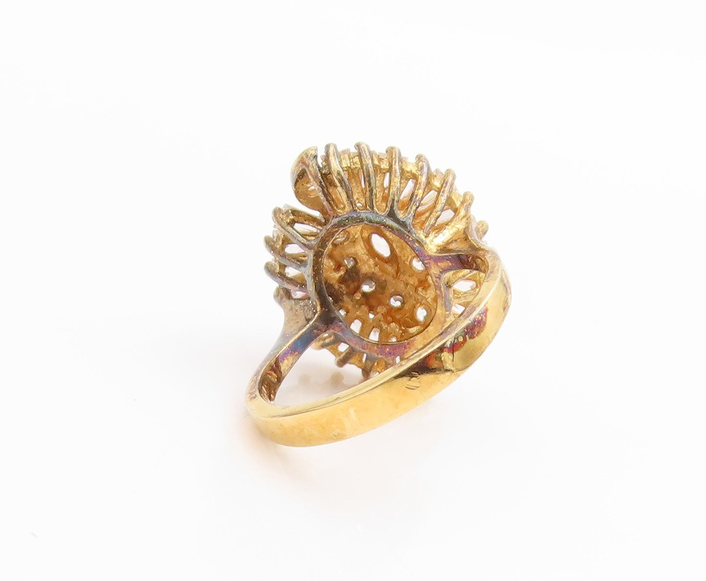 925 Sterling Silver Vintage Ring Gold Plated Marquise Cut CZ Band  Sz 7  RG33828