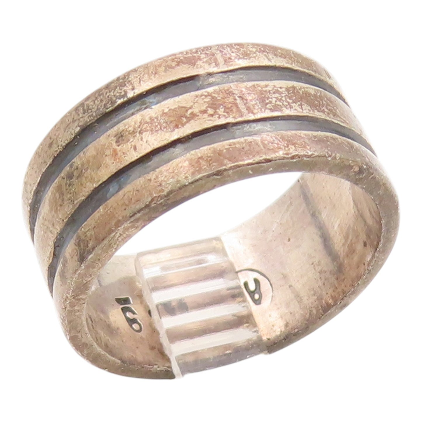 925 Sterling Silver Vintage Ring ART'S ELEGANCE Ribbed Band  Sz 8.5  RG35323
