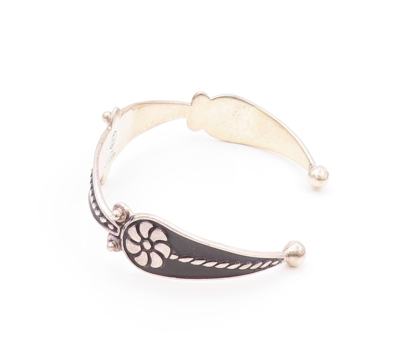 925 Sterling Silver Vintage Bracelet Designer Floral Carved Cuff  BT11139