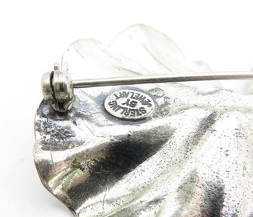 JEWEL ART 925 Sterling Silver  Vintage Shiny Single Leaf Brooch Pin  BP2056