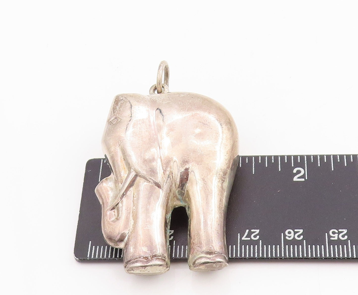925 Sterling Silver Vintage Pendant Solid Majestic Elephant Of Fortune   PT25192