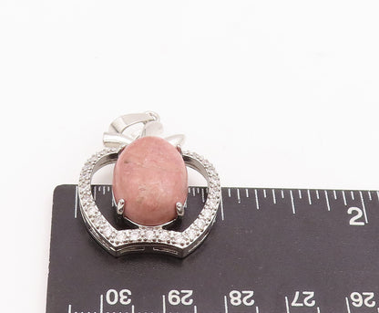 925 Sterling Silver Vintage Pendant Solid 2 Tone Gemstones Beaded Apple PT22842