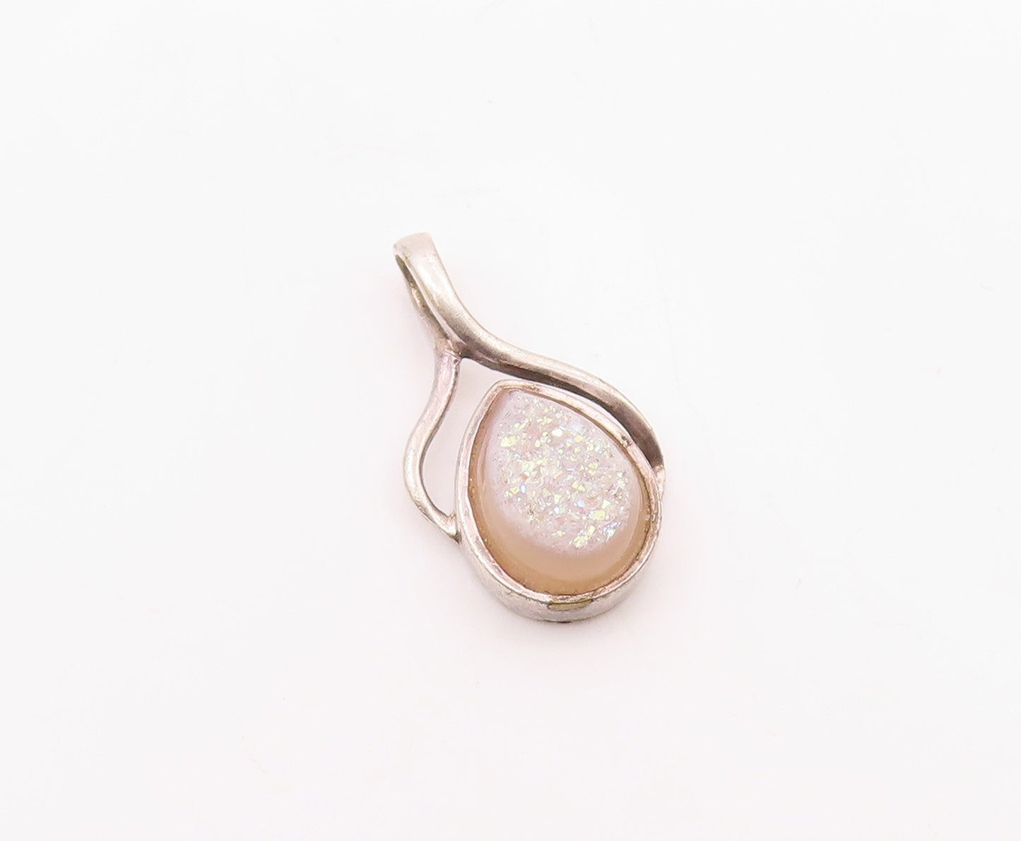 SAJEN 925 Sterling Silver Vintage Druzy Stone Tear Drop Shiny Pendant PT16629