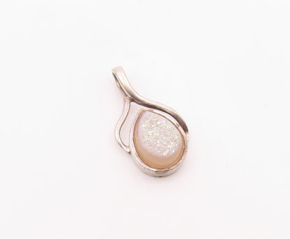 SAJEN 925 Sterling Silver Vintage Druzy Stone Tear Drop Shiny Pendant PT16629