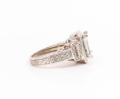 925 Sterling Silver Vintage Ring Genuine Diamonds Cluster Band  Sz 7.5  RG34432