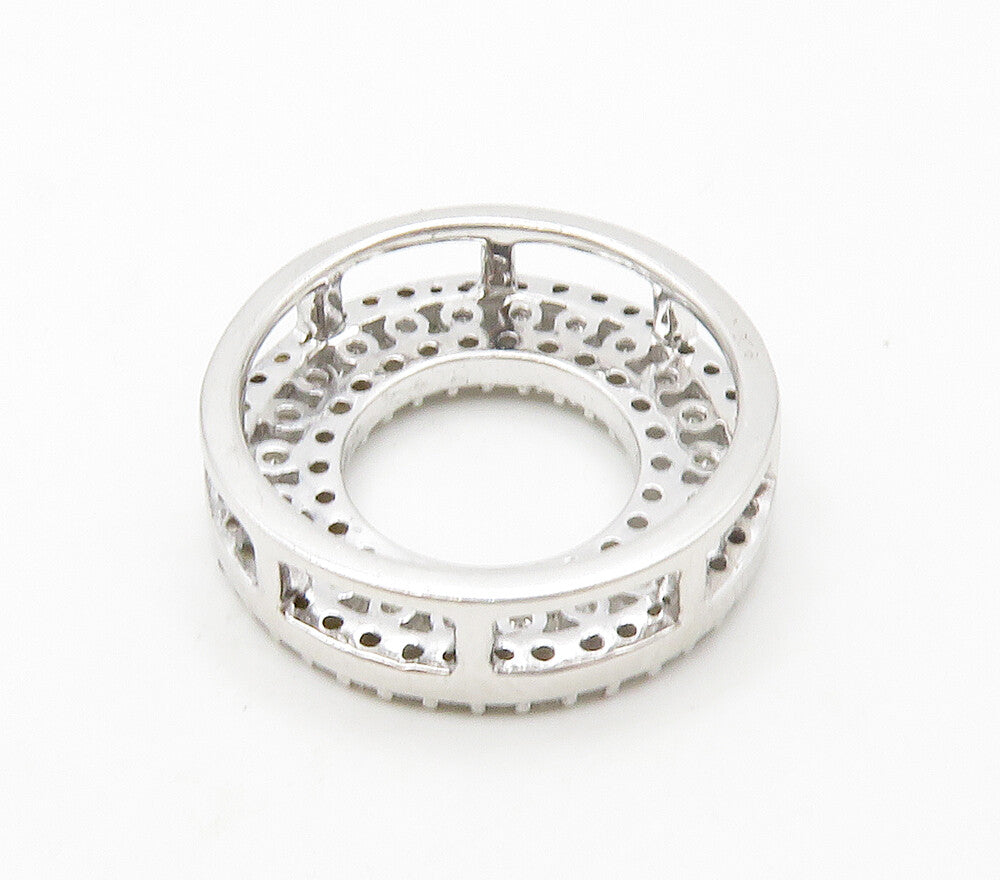 925 Sterling Silver  Shiny Genuine Diamonds Open Circle Pendant  PT13123