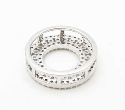 925 Sterling Silver  Shiny Genuine Diamonds Open Circle Pendant  PT13123