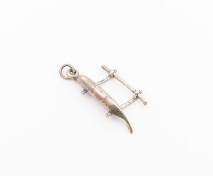 925 Sterling Silver  Vintage Sculpted Canoe Boat Pendant  PT21125