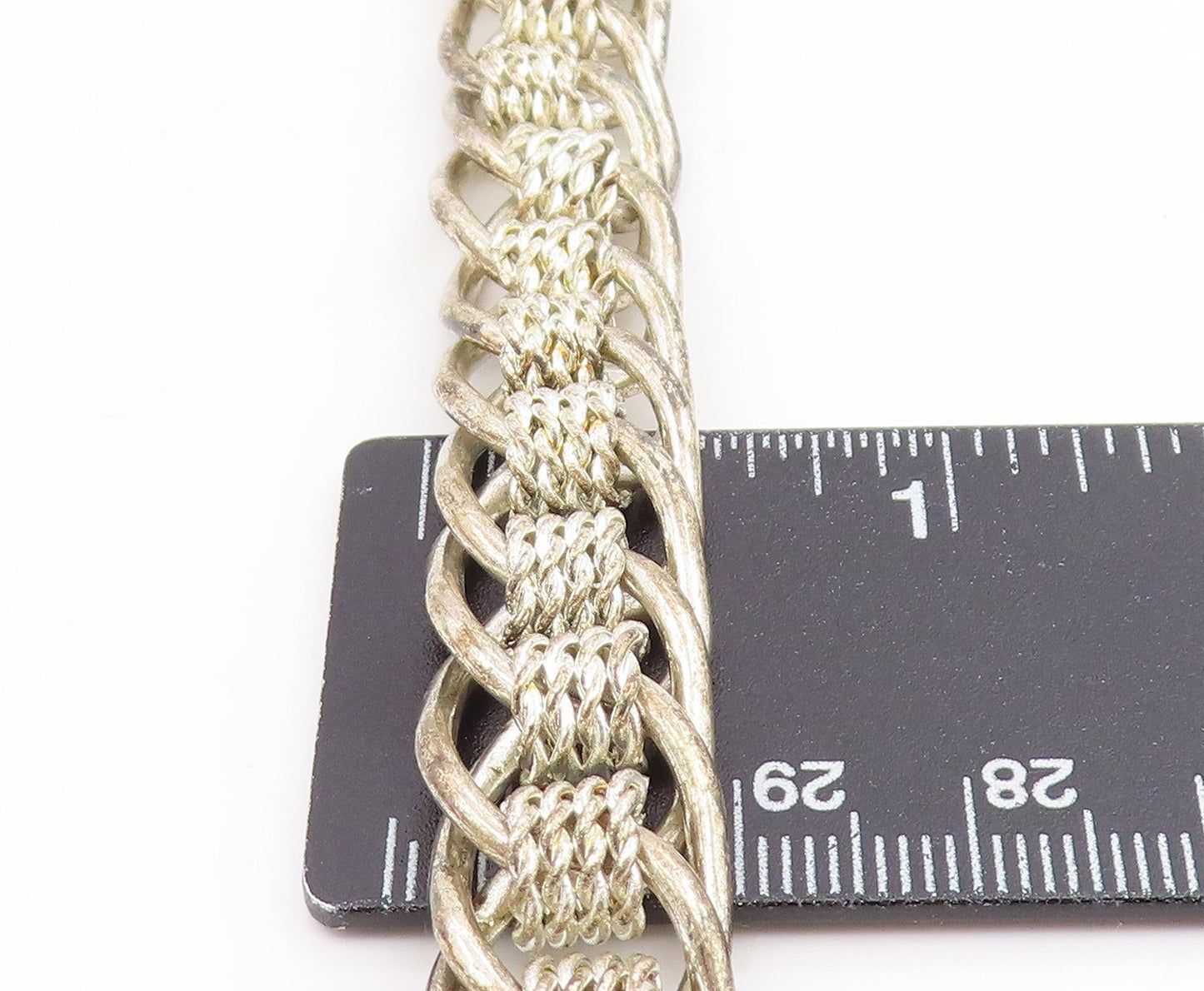 925 Sterling Silver Vintage Bracelet Bold Interlocking Woven Braid Link  BT11922