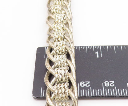 925 Sterling Silver Vintage Bracelet Bold Interlocking Woven Braid Link  BT11922