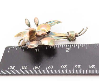 12K Gold & 925 Sterling Silver Vintage Brooch CARL ART Floral Design Pin BP11851