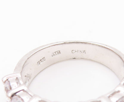 925 Sterling Silver Vintage Ring Modernist Round Cut CZ Band  Sz 6.5  RG31878