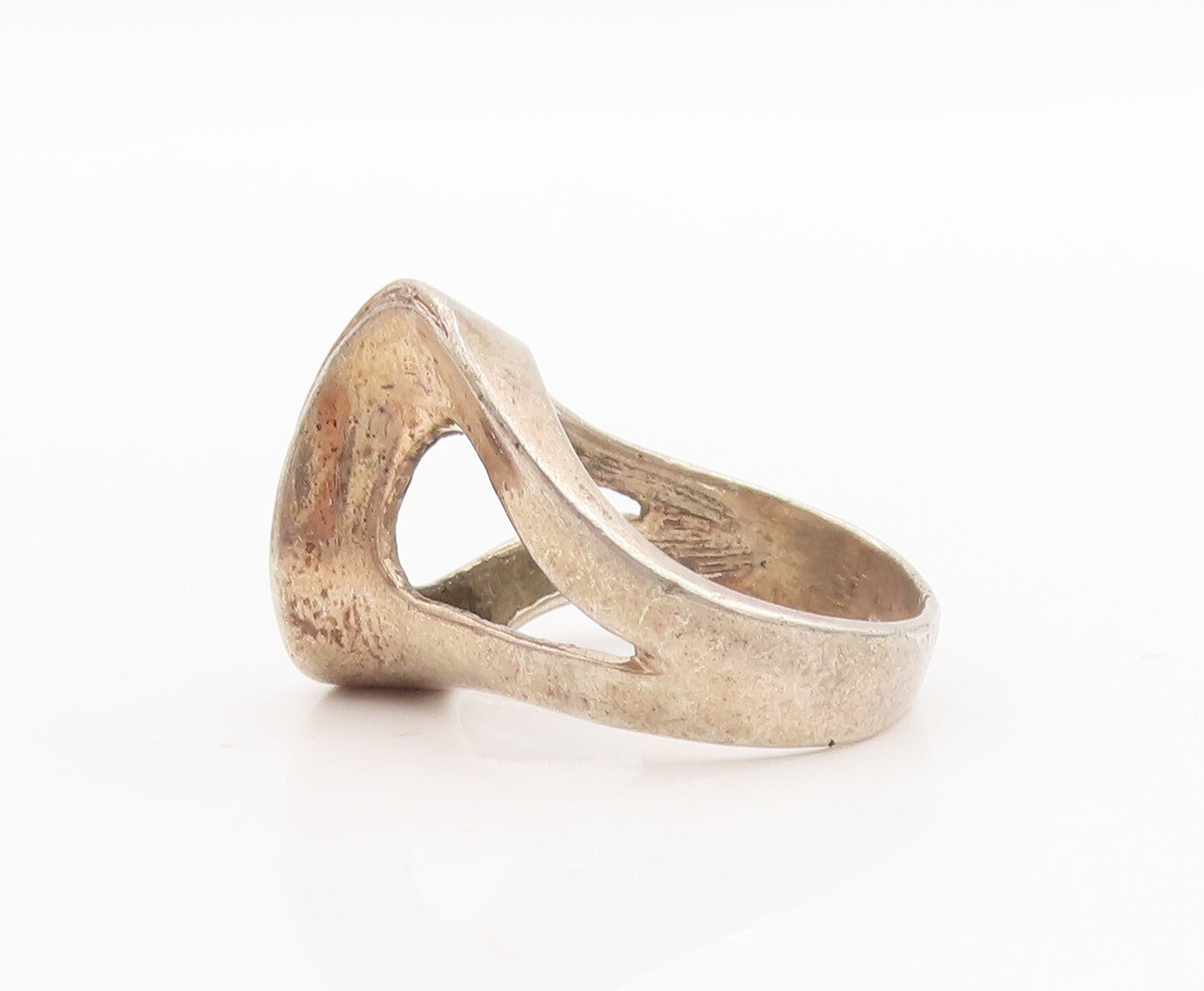 925 Sterling Silver Vintage Ring Cutout Shank Swirled Design  Sz 7  RG29003