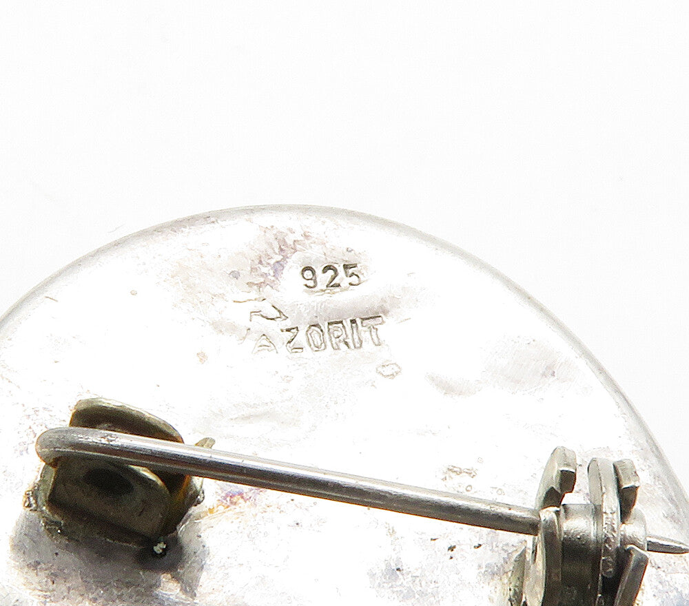 ISRAEL 925 Sterling Silver  Vintage Cabochon Eilat Stone Brooch Pin  BP5926