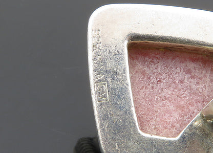 925 Sterling Silver  Vintage Rhodonite Diamond Shape Drop Earrings  EG10073