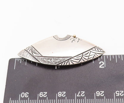 14k Gold 925 Sterling Silver Vintage Brooch Pin Designer Etched Patterns BP10966
