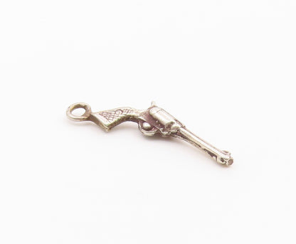 925 Sterling Silver  Vintage Trendy Pistol Gun Charm Pendant  PT20814