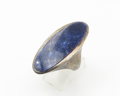 925 Sterling Silver  Vintage Sodalite Oval Cocktail Ring Sz 7.5  RG14652