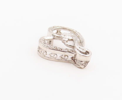925 Sterling Silver Vintage Pendant Genuine Diamonds Love Heart Charm  PT25973