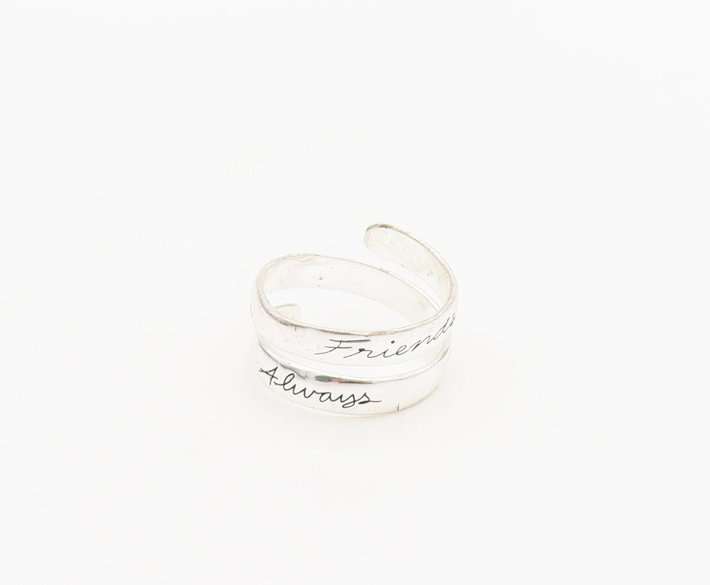 925 Silver  Vintage Crossover Etched Friends Adjustable Ring Sz 9  RG26911