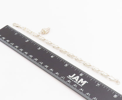 925 Sterling Silver Vintage Bracelet Modernist Chain With Conch Shell  BT11721