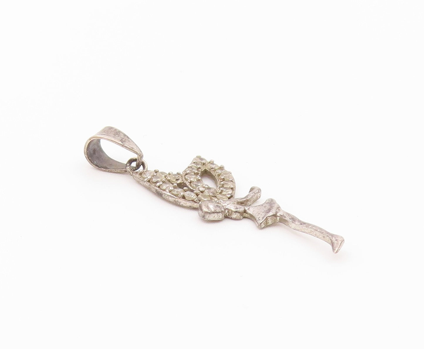 925 Sterling Silver  Vintage Dainty Fairy With Topaz Wings Pendant  PT21106