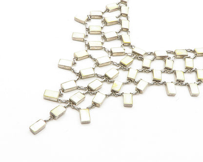 925 Sterling Silver  Vintage Gemstone Long Heavy Chain Necklace  NE2972