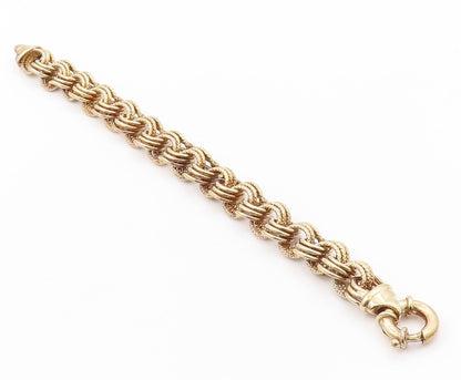 925 Sterling Silver Vintage Bracelet Gold Plated Roped Linked Rings  BT11072