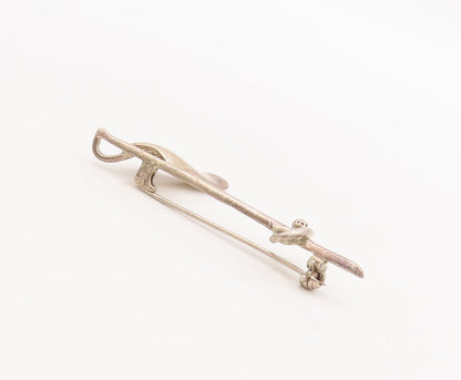 925 Sterling Silver Vintage Brooch Pin Cutout Golf Finishing Pot Hole  BP11093