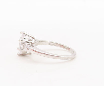 925 Sterling Silver Vintage Ring Minimalist Marquise Cut CZ  Sz 8  RG29756