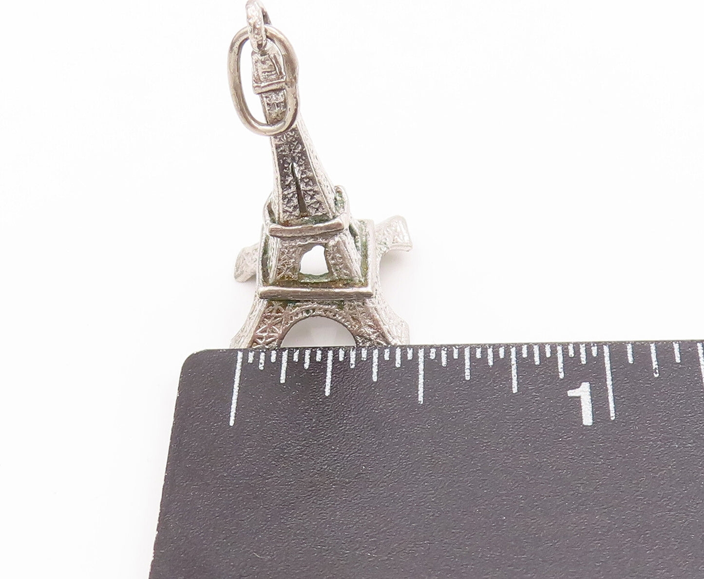 925 Sterling Silver Vintage Pendant 3D Cutout Carved Eiffel Tower Charm  PT22917