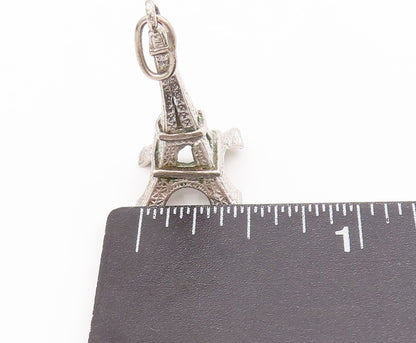 925 Sterling Silver Vintage Pendant 3D Cutout Carved Eiffel Tower Charm  PT22917