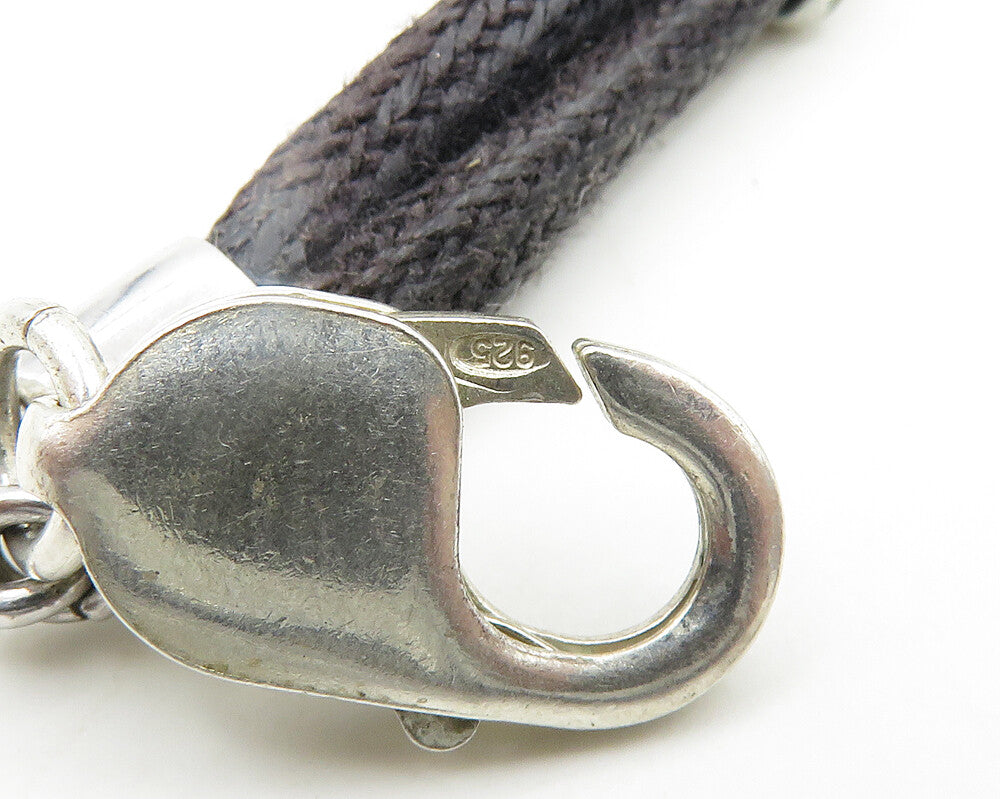 925 Sterling Silver  Vintage Black Onyx Spotted Inlay Rope Necklace  NE3154