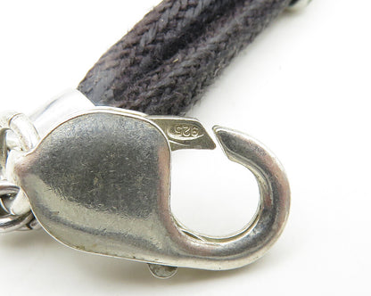 925 Sterling Silver  Vintage Black Onyx Spotted Inlay Rope Necklace  NE3154